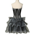 Grace Karin New Arrival Strapless Sweetheart Neckline Short Organza Black Cocktail Dress 2015 CL007587-1